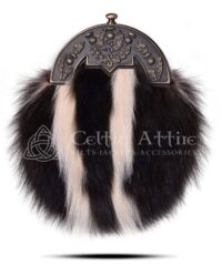 Skunk Fur Full Dress Sporran Brass Thistle Cantle