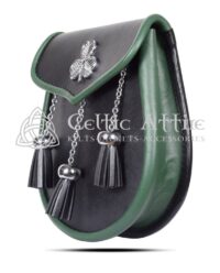 Shamrock Emblem Black Leather Plain Day Sporran