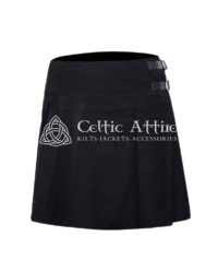 Solid Black Tartan Women Skirt