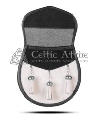 White Fur Scottish Sporran Semi Dress Leather Sporran