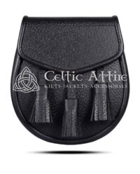 Black Leather Scottish Kilt Day Sporran