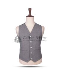Gray Wool 5-Button Argyll Waistcoat