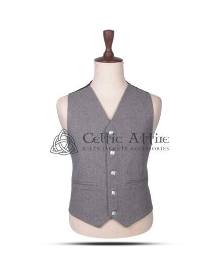 Gray Wool 5-Button Argyll Waistcoat