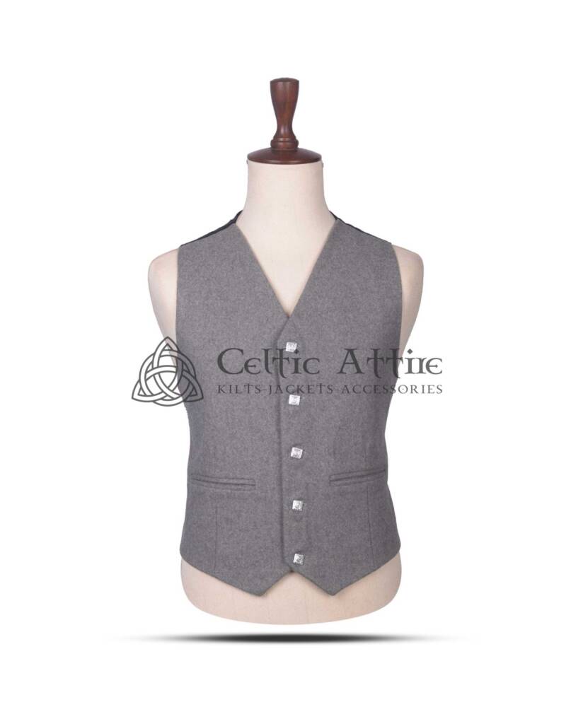 Gray Wool 5-Button Argyll Waistcoat Gray Wool 5-Button Argyll Waistcoat