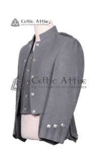 Scottish Sheriffmuir Doublet Jacket and Waistcoat in Gray Wool