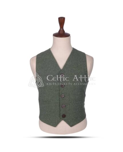 Lovat Green Wool 5-Button Argyll Vest