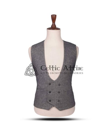 Brown Tweed Double Breasted Kilt Waistcoat