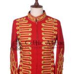 Red Velvet Military Gold Braided Jacket