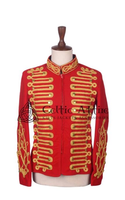 Red Velvet Military Gold Braided Jacket