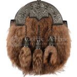 Coyote Fur Full Dress Sporran Nickle Brushed Thistle Cantle