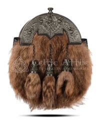 Coyote Fur Full Dress Sporran Nickle Brushed Thistle Cantle