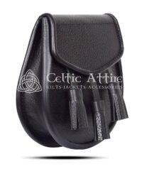 Black Leather Scottish Kilt Day Sporran