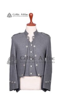 Scottish Sheriffmuir Doublet Jacket and Waistcoat in Gray Wool