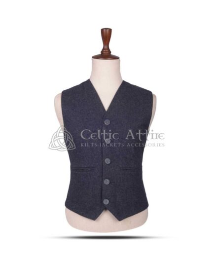 Charcoal Gray Wool 5-Button Argyll Waistcoat