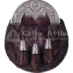 Brown Seal Fur Full Dress Sporran Nickle Brushed Thistle Cantle