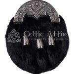 Black Rabbit Fur Full Dress Sporran Nickle Brushed Thistle Cantle