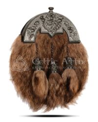 Coyote Fur Full Dress Sporran Nickle Brushed Thistle Cantle