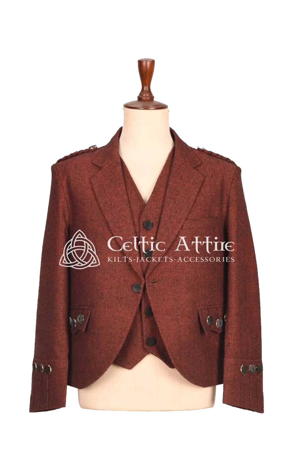 men’s Maroon Tweed Jacket and waistcoat