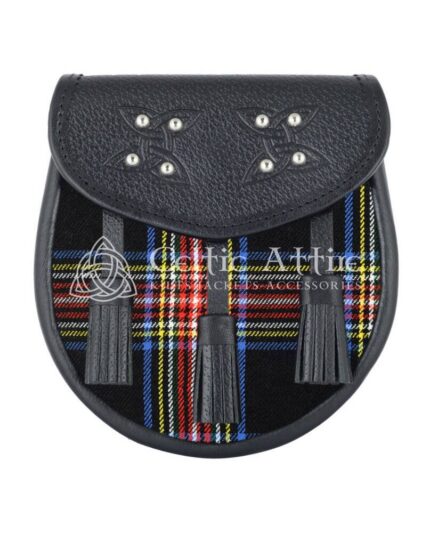 Black Stewart Tartan Sporran