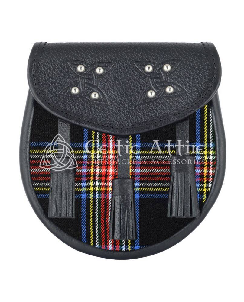 Black Stewart Tartan Sporran Black Stewart Tartan Sporran