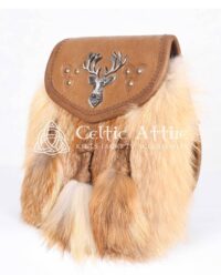 Brown Leather Stag Head Real Fur Sami Dress Sporran