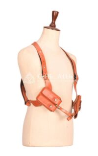 Men’s Vintage Brown Leather Shoulder Holster Rig