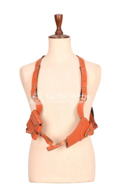 Men’s Vintage Brown Leather Shoulder Holster Rig