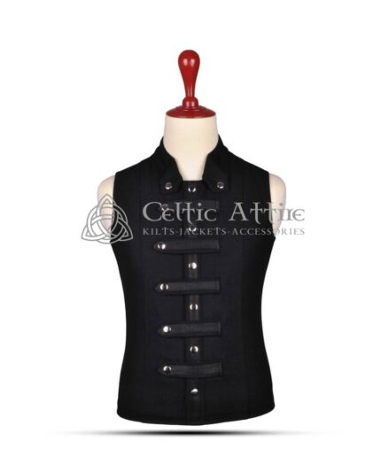 Black Wool Punk Rock Gothic Sleeveless Jacket