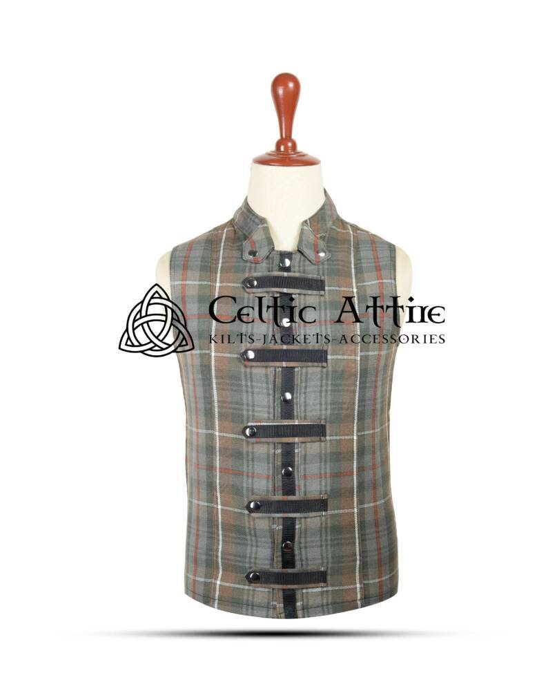 Mackenzie-Weathered-Tartan-Punk-Rock-Front-View Mackenzie Weathered Tartan Punk Rock Vest