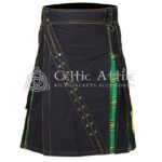 Black Cotton Irish Tartan Hybrid Kilt