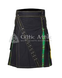 Black Cotton Irish Tartan Hybrid Kilt