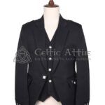 Black Barathea Wool Argyll Jacket & Waistcoat