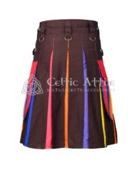 Brown Cotton Hybrid LGBTQ Pride Utility Kilt