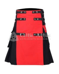 Red Black Cotton Hybrid Utility Kilt