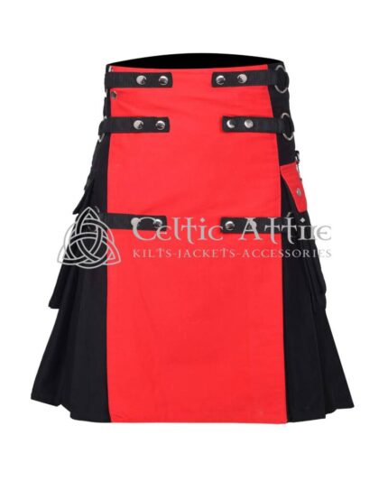 Red Black Cotton Hybrid Utility Kilt