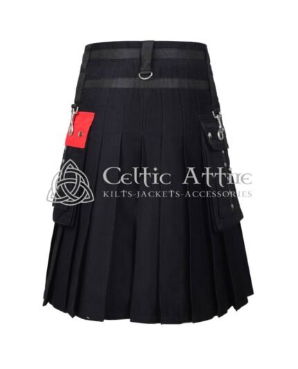 Red Black Cotton Hybrid Utility Kilt