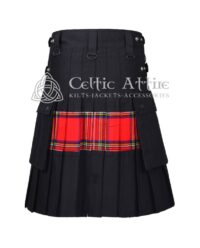 Black Cotton and Scottish Tartan Hybrid Kilt