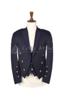 Navy Barathea Wool Prince Charlie Jacket & Waistcoat