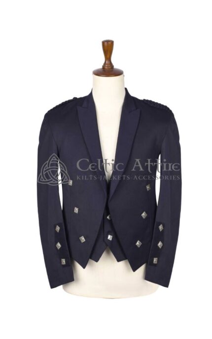 Navy Barathea Wool Prince Charlie Jacket & Waistcoat