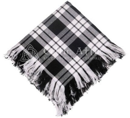 Mens Scottish White Black Rob Roy Tartan Flyplaid