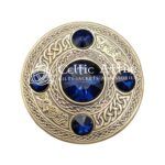 Scottish Fly plaid Brooch Pin Blue Crystal