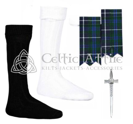 Scottish Blue Douglas Flashes - Socks and Kilt Pin