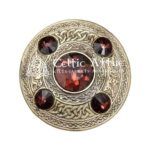Scottish Fly plaid Brooch Pin Brown Crystal