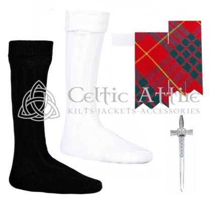 Scottish Cameron Red Flashes - Socks and Kilt Pin