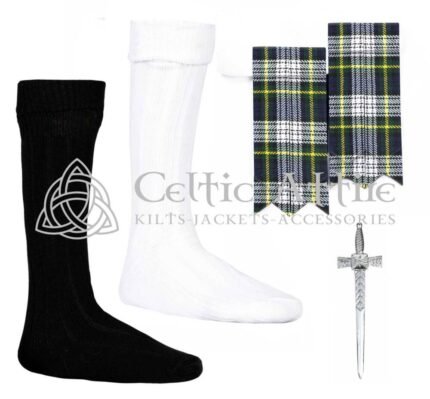 Scottish Dess Gordon Flashes - Socks and Kilt Pin