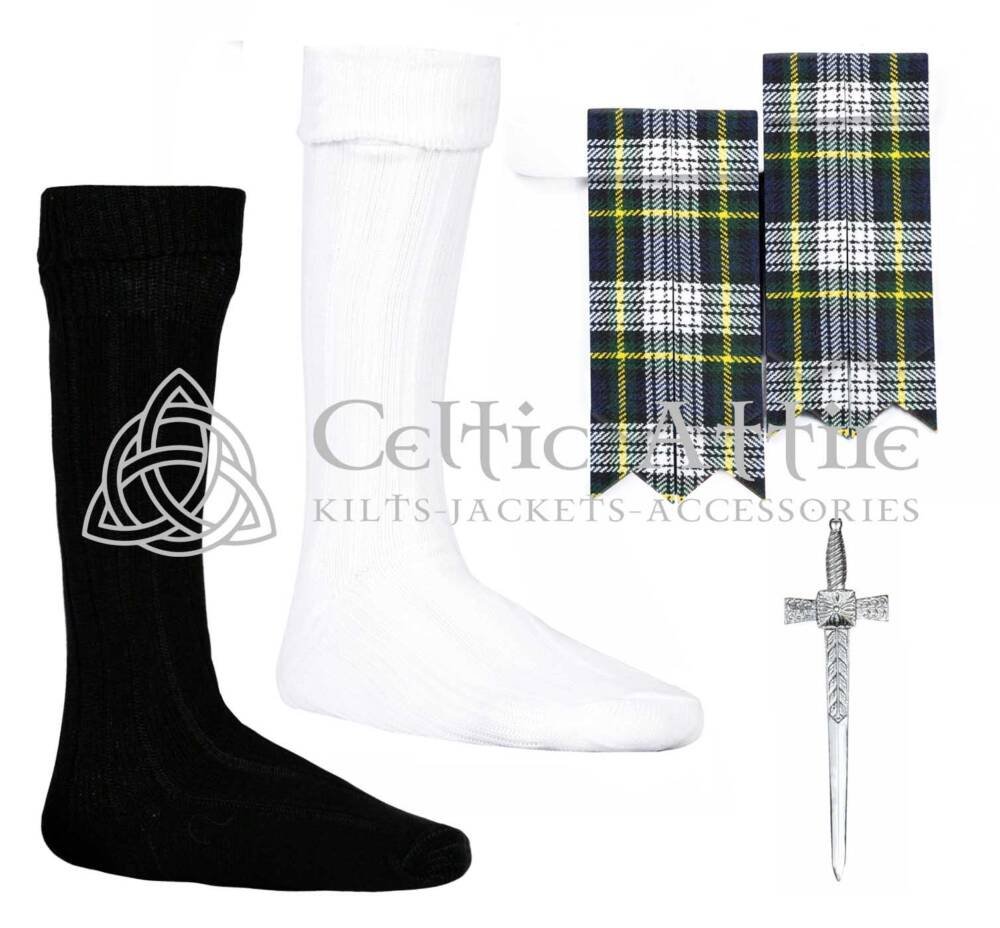Scottish Dess Gordon Flashes - Socks and Kilt Pin Scottish Dess Gordon Flashes - Socks and Kilt Pin