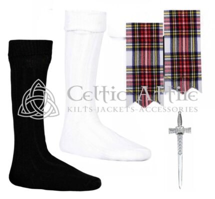 Scottish Dress Stewart Flashes - Socks and Kilt Pin