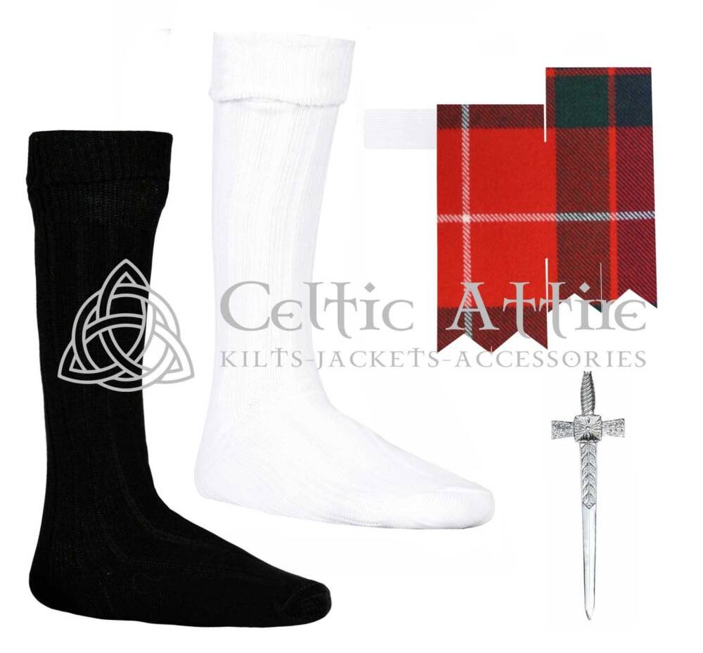 Scottish Fraser Red Flashes - Socks and Kilt Pin Scottish Fraser Red Flashes - Socks and Kilt Pin