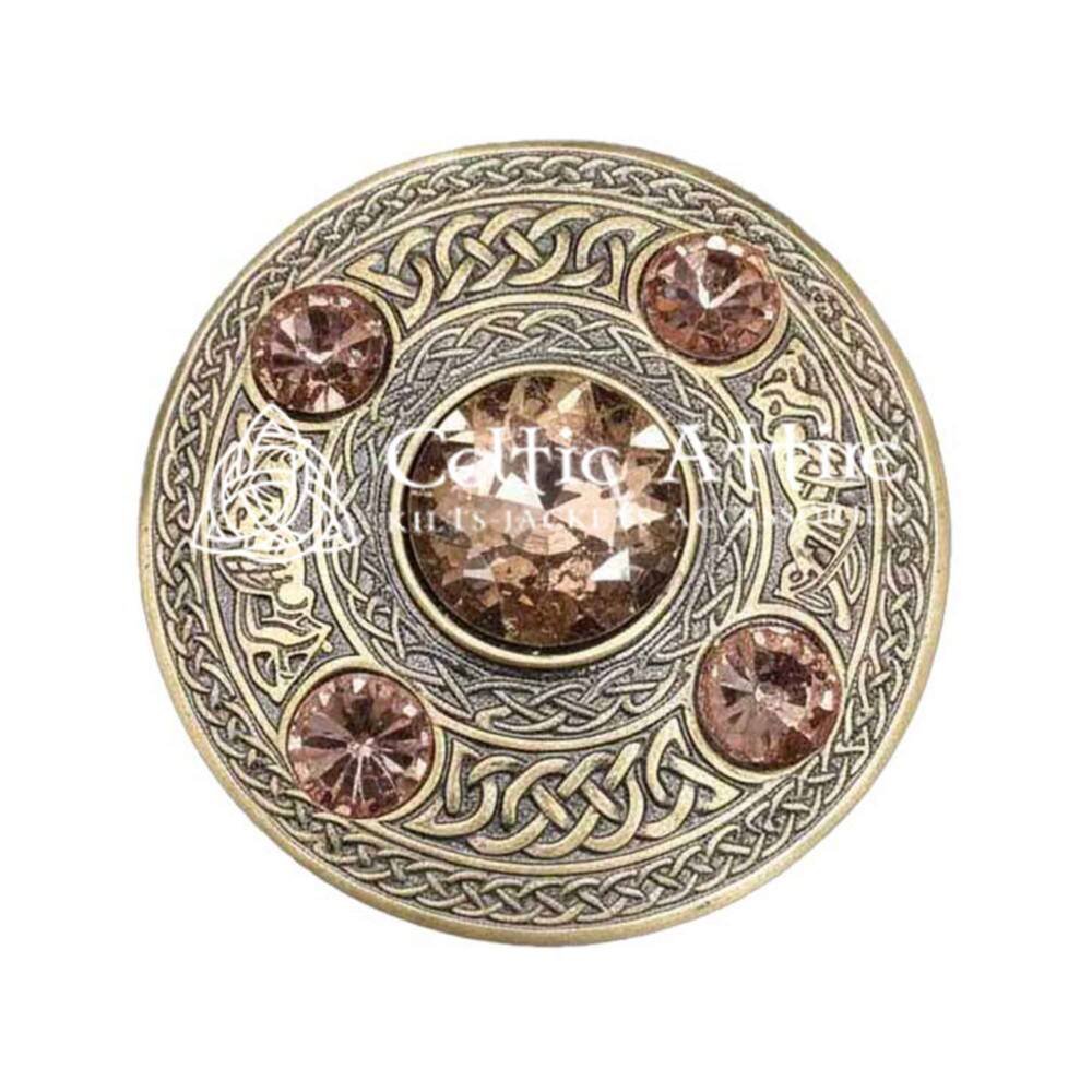 Scottish Fly plaid Brooch Pin Light Brown Crystal Scottish Fly plaid Brooch Pin Light Brown Crystal