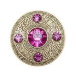 Scottish Fly plaid Brooch Pin Pink Crystal